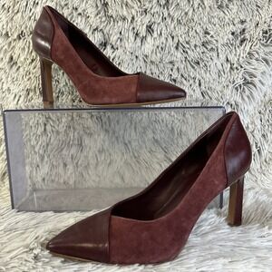 Vince Camuto Burgundy Suede Leather Pump Stiletto Heel Point Toe Career Dress‎